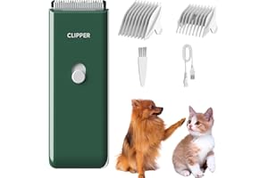 FAVRISON Kit Toelettatura per Cani Professionale Tagliacapelli Animali Gatto, Rasoio per Cani Gatti con Lama in Ceramica, Tosatore Elettrico per Impermeabile IPX7 (Verde)