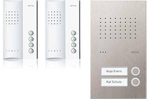 Schneider Electric Ritto Freisprechstelle, Gegensprechanlage, Acero pur, Komplettset für 2-Familienhaus, Edelstahl/Weiss, Artikelnummer RGE1818425