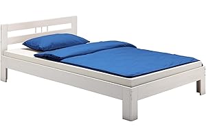 IDIMEX Massivholzbett Theo Jugendbett Bettgestell Einzelbett mit Kopfteil Kiefer massiv 100 x 200 cm in weiß lackiert