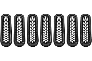GZYF Black Front for Jeep Grill, Grille Mesh Inserts Guards Compatible with 2007-2018 for Jeep Wrangler JK Unlimited Rubicon Sahara Accessories (Pack of 7)
