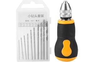 AUSLA Mini Wiertarka Ręczna, Zestaw 10 Małych Wierteł Ręcznych Wierteł Krętych Micro Mini Przenośny Zestaw Narzędzi 0.8-3.0mm do Biżuterii Modelowej Orzech Bursztynowy Wosk Pszczeli Oliwna Nakrętka