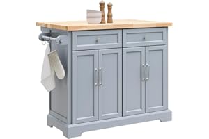 ‎SOBUY SoBuy Kücheninsel auf Rollen Servierwagen mit Rollen Küchenwagen mit ausziehbarer Arbeitsplatte Rollwagen mit Schubladen Barwagen für Küche, Esszimmer, Frühstücksbar Grau 115x92x(46-71)cm FKW71-II-HG