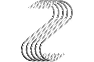 LEERSAO Confezione da 6 ganci a S in metallo resistente, per utensili da cucina, ufficio, bagno, armadio, officina, garage, ufficio, casa, casa, set essenziale