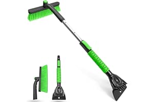 ‎SEAAES SEAAES Eiskratzer Auto, 84CM ausziehbare Schneebürste und Eiskratzer für Autoscheibe, ausdehnbare Schneebürste und Bürste mit Schaumstoffgriff für LKW SUV Fahrzeugfenster - Grün