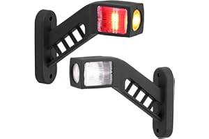 ‎JUSTECH Justech 2 Stück LED Seitenmarkierungsleuchten 12-30V Wasserdichte Anhänger Seitenmarkierung Lampe Warnlicht Weiß Rot Amber für Lkw Anhänger Lkw Caravan