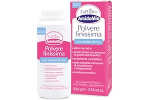 Euphidra - AmidoMio, Polvere Finissima, 40% Amido di Riso, Azione Lenitiva e Rinfrescante, Mantiene la Pelle Asciutta e Protetta, Senza Talco, 100 g