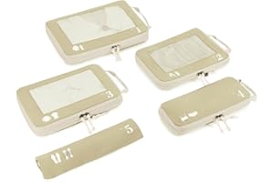 ECOHUB 5 sztuk Kompresja Organizer Walizka do przechowywania Walizka Opakowanie Kostki Zestaw Podróżny Akcesoria Organizery Torebki (Pszenica)