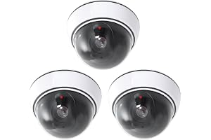 LEKEFETO Dome dummykamera med blinkande LED-lampor: 3-pack dummykamera för inomhus- och utomhusbruk, övervakningskamera dummy med monteringsmaterial – realistisk säkerhetslösning