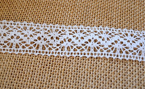 Spitzenband IVORY Creme 25mm Spitze Meterware Baumwollspitze Häkelband Spitzenborte Hochzeit Dekoband Schleifenband Landhaus Vintage Deko - 3