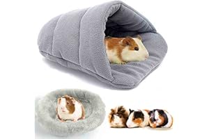 HzNzYHD 2 PCS Guinea Pig Bed Set with Cage Mat, Soft Warm Hamster Bed Cave Nest Cushion for Small Animal Chinchilla Hedgehog Ferret Bunny