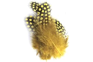 ATST Pack of 10 Quality Dip Dyed Spotty Rooster Feathers – 10 Vivid Colours – 2-5” Long (5-12cm) (Yellow)
