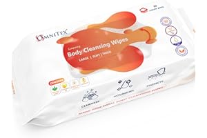 80x Omnitex Thick Luxury Body Cleansing Wipes - Microwaveable | Large Rinse Free Bed Bath Wipes for Elderly | With Aloe Vera & Vitamins | Nourish, Cleanse, Protect | Paraben & Alcohol Free