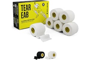 6 Rolls SPORTTAPE Tearable 5 cm x 4.5 m Elastic Adhesive Bandage EAB – Strong-Grip, Breathable Sports Tape | Rugby Lifting, Joint Support, Compression & Thumb Taping – White