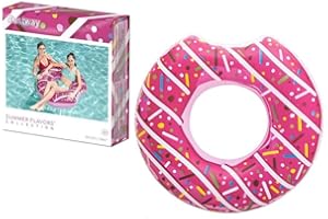 kennykrafts Inflatable Donut Lounger Tube Float Pool For Kids 107cm Pink with a Thank You Sticker