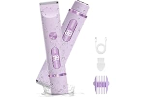 XkuiHF Rasoio Elettrico Donna, 2 in 1 Rasoio Donna Inguine,Rasoio Elettrico Corpo Donna, nna Viso Bikini Corpo Tagliapeli corporeo per donna Epilatore per zona Bikini-Trimmer Impermeabile (Viola)