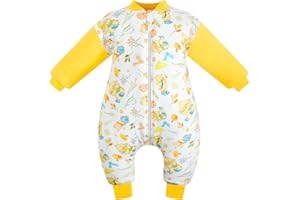 WYTbaby Sacco Nanna con Piedini 3.5 Tog per Bambini, Sacco Nanna Inverno Addensato con Maniche Rimovibili in Cotone, Sacco a Pelo per Neonati e Bambini Piccoli, Ragazzi e Ragazze