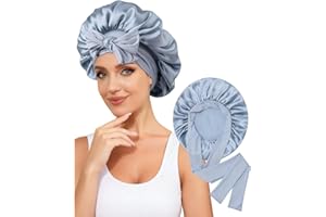MUYUNBOS 100% Silk Bonnet for Sleeping, 19 Momme Pure Mulberry Silk Hair Wrap with Tie Band Stay On Head, Silk Hair Bonnet for Women, Reduce Frizz