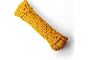 SNURO Corda in polipropilene (10mm, 20M, giallo con rosso e verde) - Corda intrecciata leggera e spessa per tutti gli usi, per esterni, la sopravvivenza e il giardino - Forza di rottura 1326kg