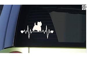 MYROCKSHIRT Herzschlag Aufkleber Westie 20cm Sticker Herz Fan Hobby Leidenschaft Liebe für Auto Autoaufkleber
