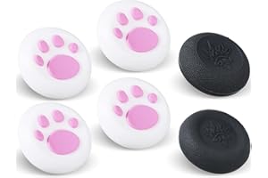 9CDeer Performance Joystick Analogico Stick Thumb Grips Set di 6 Compatibile con PS5, PS4, Xbox Series X/S Xbox One, Switch Pro Controller Cat Paw Bianco & Rosa