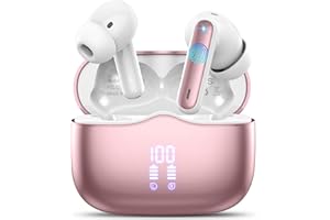 XINWLD Écouteurs Bluetooth 5.4, 2025 Ecouteurs sans Fil avec ENC Réduction Antibruit Mic, 40H Hi-FI Son Stéréo Durée de Lecture, Oreillette Bluetooth IP7 Étanche, Écran LED, Casque pour Android iOS, Rose
