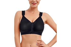 Bafully Soutien-Gorge de Sport Post-opératoire Brassière Femme Zippée Avant Zipper Lingerie Fermeture Devant pour Fitness Jogging Yoga