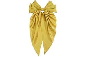 Ling & Bai Women Girls Hair Bows Large Hair Bow Clips Teens 7 Inch Big Satin Clip Barrettes Accessories (Yellow)