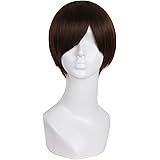 MapofBeauty 25cm/ 10 Pollice Corto Lisci Uomo Lisci Parrucche (Scuro Marrone)