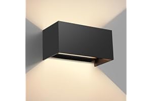 vatato LED Wandleuchte 24W, 3000K Außenlampe Außenleuchte Warmweiß, IP65 Innen/Aussen Aluminium Wandlampe, Außenwandleuchte Mit Einstellbar Abstrahlwinkel, Schwarz