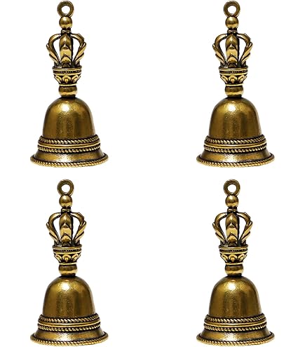 Operitacx Set Di 4 Ciondoli A Campana In Ottone Vintage – Con Incisioni Di Sutra Buddisti, Per Decorazioni, Portachiavi, Fai Da Te