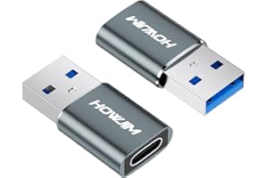 HOWJIM Adattatore da USB a USB C 2 pezzi,OTG Adattatore da Type C Femmina a USB 3.0 Maschio,Ricarica Rapida PD27W/66W Trasferimento Dati 5Gbps per M-acBook Phone 17/16/15 Pad G-alaxy X-peria Grigio