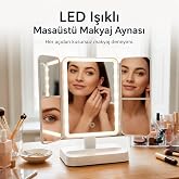 Led Işıklı Makyaj Aynası &ndash; Ayarlanabilir A&ccedil;ılı Standlı, &Ccedil;ıkarılabilir Masa&uuml;st&uuml; Kozmetik Ayna, Dokunmatik Kontrol, 2X 3X B&uuml;y&uuml;t