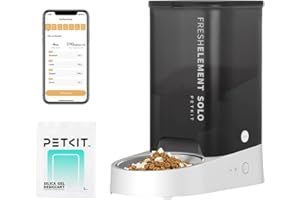 PETKIT Distributeur Automatique pour Chats et Chiens,2.4G WiFi 3L Mangeoire Automatique, Connecté App,avec Bol en Acier Inoxydable,Jusqu'à 10 Repas par Jour,Double Alimentation d'énergie(Gris Clair)