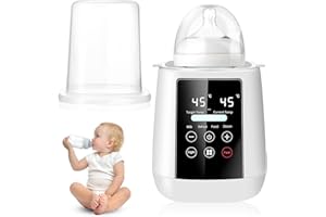 Anluomafuy Flaschenwärmer Baby, 6-in-1 Multifunktion Baby Flaschenwärmer, Dampfsterilisator, Schnell Erhitzen, Abtauung, BPA-freier, Nachtlicht, Babykostwärmer mit LCD-Display, für alle Babyflaschen