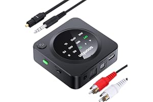 Adapter audio 2 w 1 Bluetooth 5.0, SOOMFON aptX & aptX LL odbiornik Bluetooth, transmiter do TV/zestawu stereo/głośnika/słuchawek, 20 m Bluetooth rozdzielacz nadajnik odbiornik, Aux/Optyczny/RCA