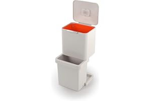 Joseph Joseph Totem Pop 60 Litre Waste Separation and Recycling Kitchen Bin, Stone