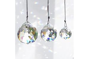 Kristall Sonnenfänger,SPHERETRON 3 Stück Klare Kristallkugel Anhänger,Glaskristalle zum Aufhängen,Kristall Deko,Prismen Sonnenfänger,Hängende Deko Kristall für Garten Zuhause deko(3/4/5cm)