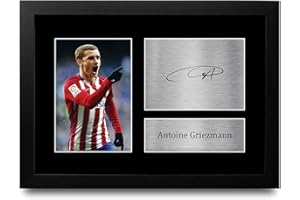 HWC Trading FR A4 Antoine Griezmann Atletico Madrid Cadeaux imprimés photo autographe signée pour les fans de football et les supporters - A4 Encadré