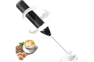 EBUYFIRE milchaufschäumer elektrisch stab,batteriebetriebene milchschäumer mit mini mixer,milchaufschäumer stab,milchshake schneebesen für lattes,kaffee,cappuccino,heiße schokolade (Schwarz Aa)