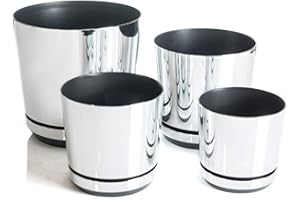 KORAD Übertöpfe Satz 4 Stück Spiegeleffekt 16 cm, 18 cm, 21 cm, 26 cm - dekorative Übertöpfe in 4 der Größe von 16 cm, 18 cm, 21 cm, 26 cm für Blumen, Kräuter, Pflanzenkompositionen. OSL S4/116