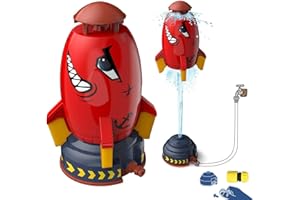 FUXHBFB Sprinkler for Kids - Rocket Outdoor Water Toys Outdoor Yard Sprinkler 360-Degree Rotation Attaches to Garden Hose Splashing Fun Toys for 3 4 5 6 7 8 9 10 Year Old Boys Girls Gift