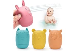 FLNLANO Zabawki do Kąpieli dla Niemowląt, 4 Sztuki Uroczych Zabawek do Kąpieli, Zabawki do Kąpieli dla Maluchów od 1 Roku życia, Zabawki pod Prysznic dla Chłopców i Dziewczynek w Wieku 1-3 lat