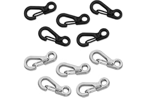 LAMXD Mini SF, juego de mini mosquetones,Mosquetones de Escalada Clips, mosquetones pequeños, para camping, color negro y plateado,10pcs Primavera Mochila Cierres para Accesorios para Mascotas
