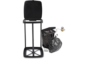 SilverChry Support Sac Poubelle, Poubelle Exterieur, Sac Poubelle Jaune, Porte Sac Poubelle avec Couvercle, Support de Sac Jaune réglable en Hauteur pour l'extérieur, Cuisine Sacs poubelles de 30-90L