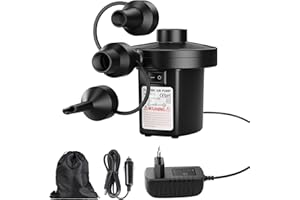 MOTORENBAU Pompe à Air Électrique avec 3 Buses, AC 240V/DC 12V - Pompe de gonflage/dégonflage pour Camping en Plein air, Matelas Gonflable, Bateaux, Coussins gonflables