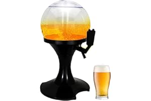 NATUDECO Spillatore di Birra da Tavolo, 3,5 Litri Dispenser Per Bevande Fredde Sferico con Scomparto Ghiaccio, Dispenser con Rubinetto Per Barbecue Party Restaurant Accessori Per Bar