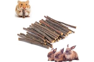 MUYYIKA Apple Sticks Pet Chew Toy Treats Small Animals Molar Wood Toys for Rabbits Chinchilla Guinea Pigs Cavia Cobaya Parrot Hamster