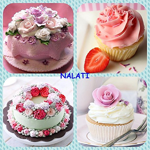 NALATI 3 Stücke Rosenausstecher ****Valentinstag Kuchen**** DIY Backzubehör für Fondant Marzipan Blütenpaste Kunchen die einfachsten Rosen Ausstecher 3D-Blumen Schablone - 6