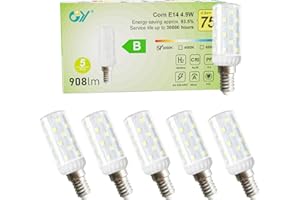 GY Bombilla LED E14 4.9W 908 Lúmenes 3000k Luz Cálida, Super Brillante, Sin Parpadeo, No Regulable, Ángulo de Luz de 360°, 5 Unidad