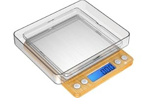 AMIR Criacr Digital Pocket Scales, (500g/ 0.01g) High-Precision Kitchen Food Scales, Mini Kitchen Scale with Backlit, 2 Trays, Tare and PCS Features, Stainless Steel, Batteries Included